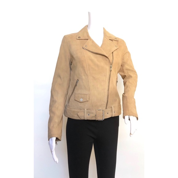 UGG STACEY SUEDE MOTO JACKET -CAMEL TAN  LAMB SUEDE -WOMEN’S SIZE XS -NEW - Picture 1 of 9